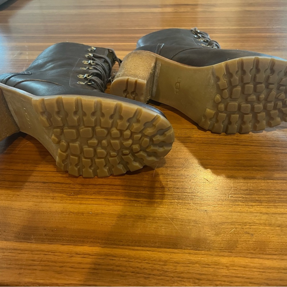 GUC Ugg Fabrice Brown Boots olive green wool  sz 11 - Picture 3 of 4